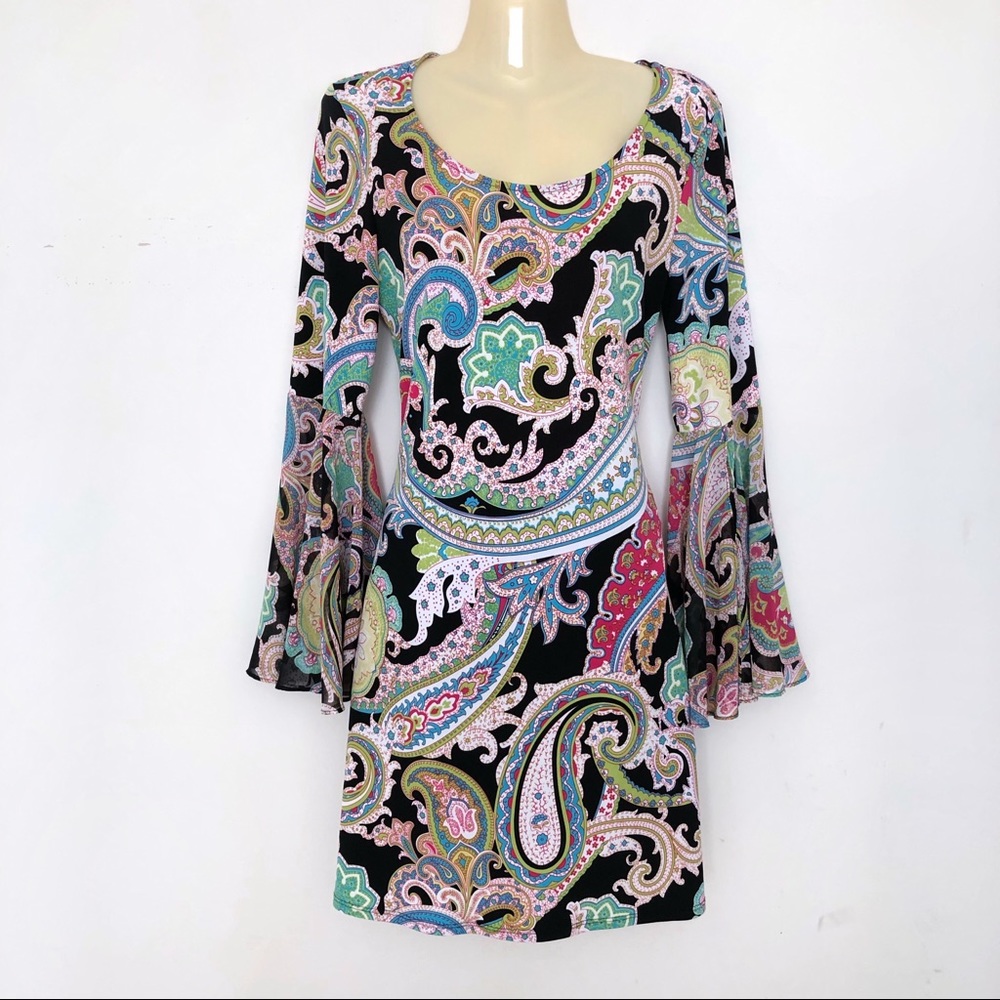 Paisley print and bell sleeves dress from MSK